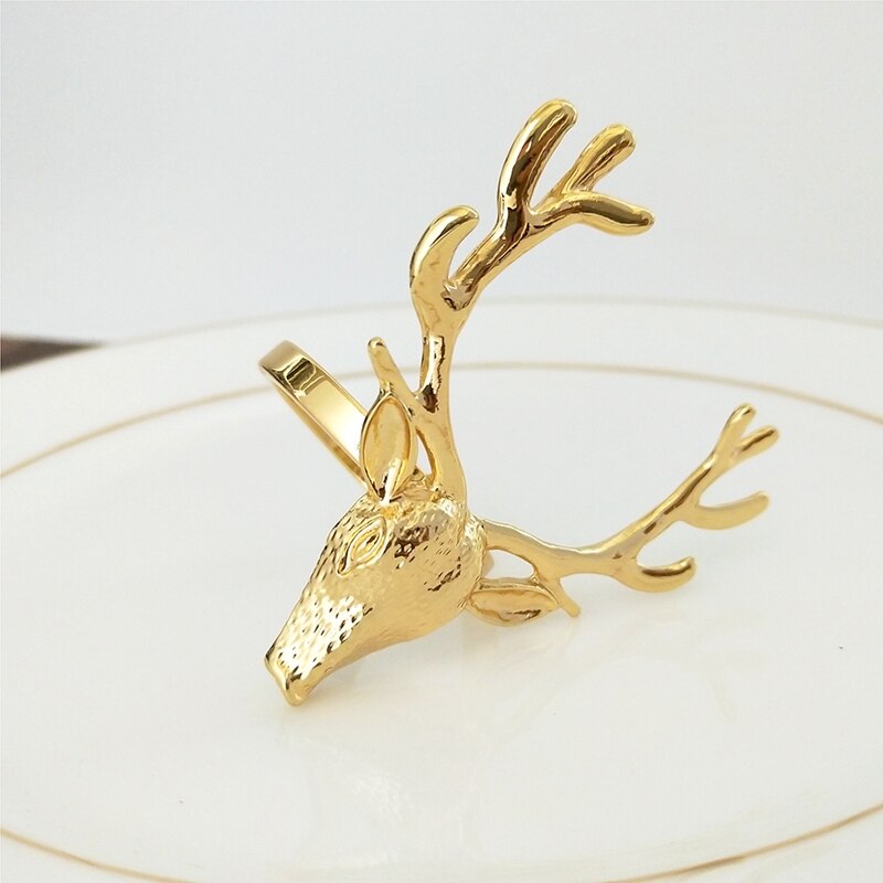 6 stk guld hjorte hoved serviet spænde jul hjorte serviet ring hotel dekoration klud spænde metal serviet ring