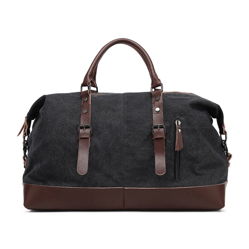 Grote Capaciteit Canvas Bagage Schoudertas Casual Retro Handtas Tweeërlei Gebruik Messenger Outdoor Reistas: Black
