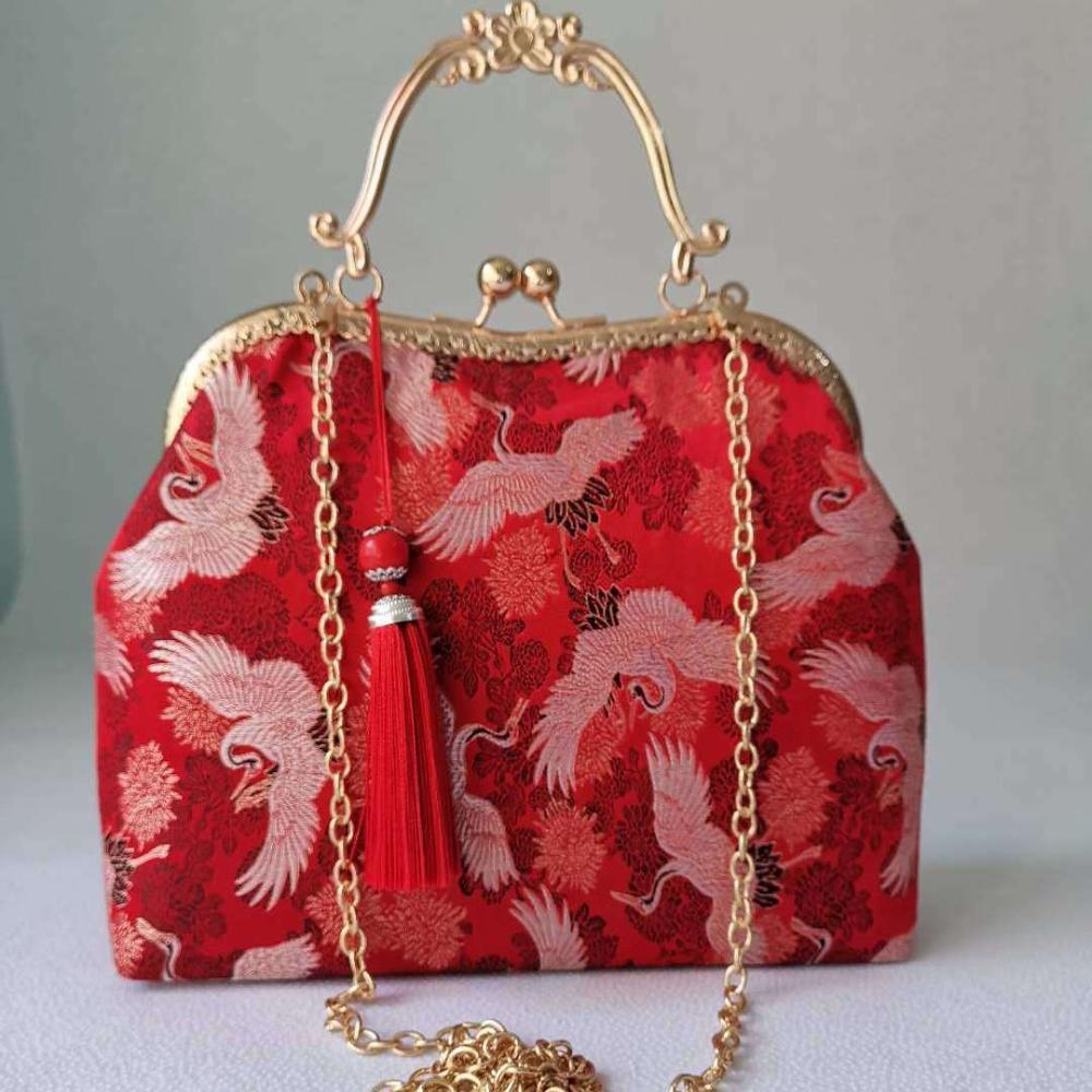Bolso de estilo japonés para mujer, bolsa de mano con cierre de concha, Vintage, cadena, bandolera