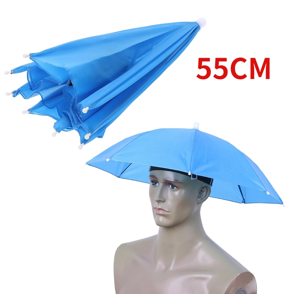 Sombrero de sombrilla de cabeza plegable para exteriores, sombrero antilluvia, antisol, gorra de sol montada en la cabeza para pesca, Golf, ciclismo, senderismo y Camping: Transparente