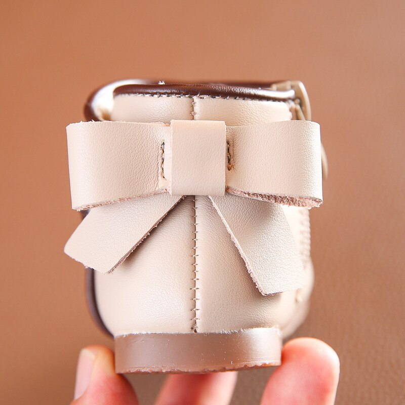 Sweet Baby Meisjes Mode Laarzen Leuke Vlinder-Knoop Peuter Meisjes Enkellaars Herfst Winter Stijl Baby Meisjes Katoenen-gewatteerde Schoen