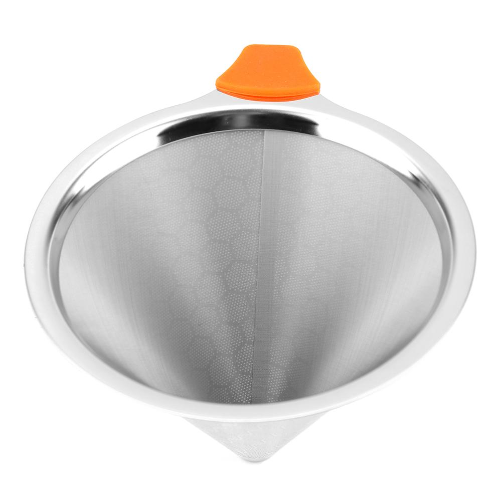 Genanvendeligt kaffefilter rustfrit stål metalnet tragtkurve drif kaffefiltre drypper  v60 dryp kaffefilterkop