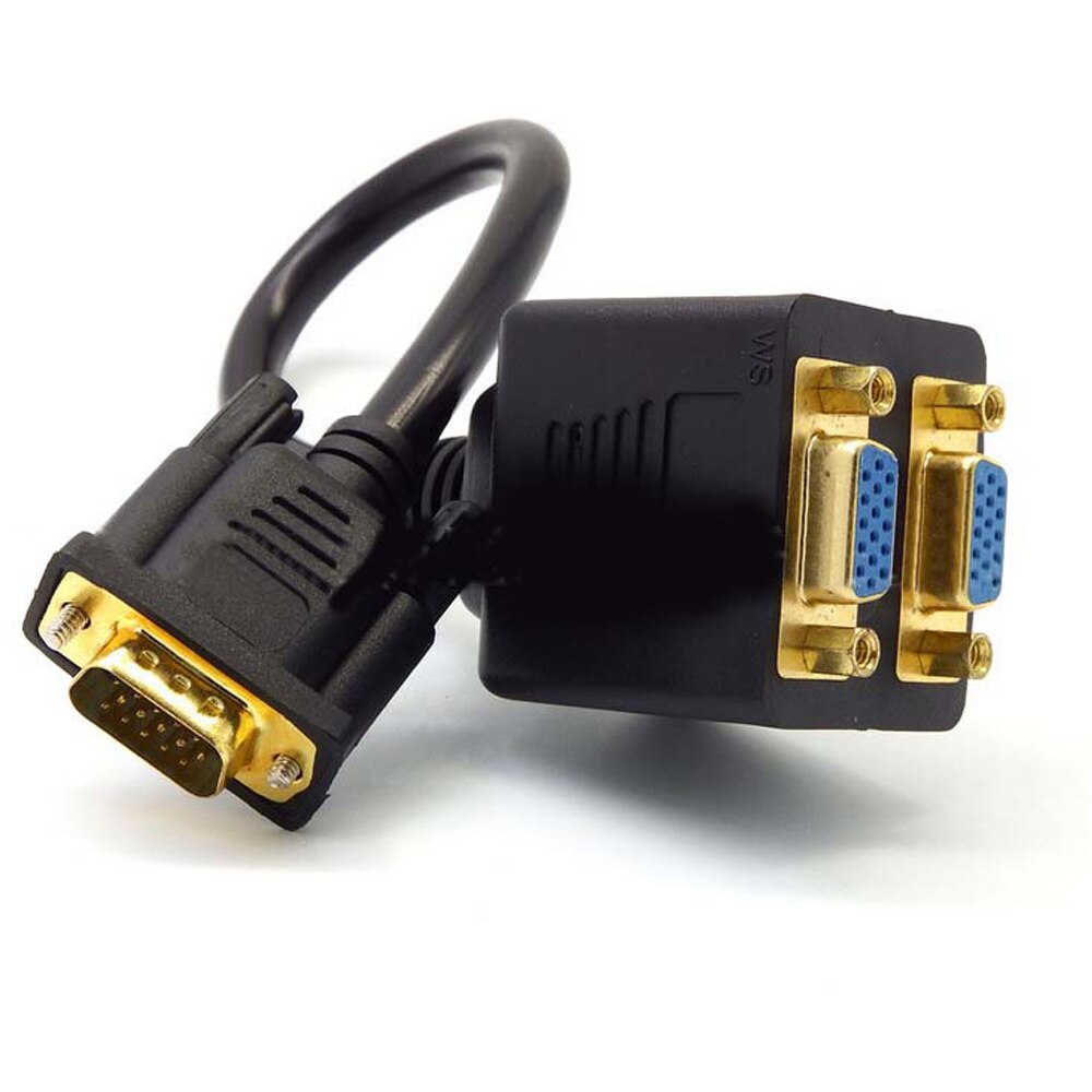VGA 1 Male To Dual 2 VGA Female Sockets Converters Adapter 15-pin Male To 2x 15-pin VGA Female Cable Splitter Connector