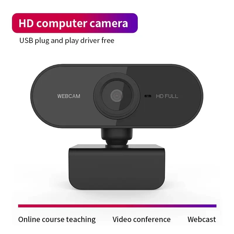 Câmera USB HD 1080P para Computador com Microfone Integrado, Câmera de Rede USB, Webcam para Trabalho com Tripé e Microfone
