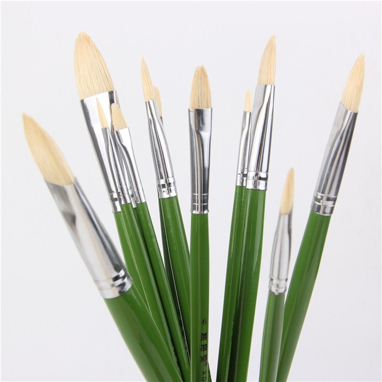 6 unids/set, cerdas de cerdo artista pinceles para pintura al óleo chese pincel de pintura lengua pico conjunto de pinceles de pintura suministros de Arte de dibujo