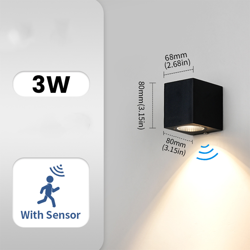 LED-Wandleuchten für Höhle Innen- und Außenbereich, IP66, wasserdicht, nach oben und unten, 6 W, LED-Wandleuchte, oberflächenmontiertes LED-Licht für Höhle Garten, Veranda: RGB / 4W