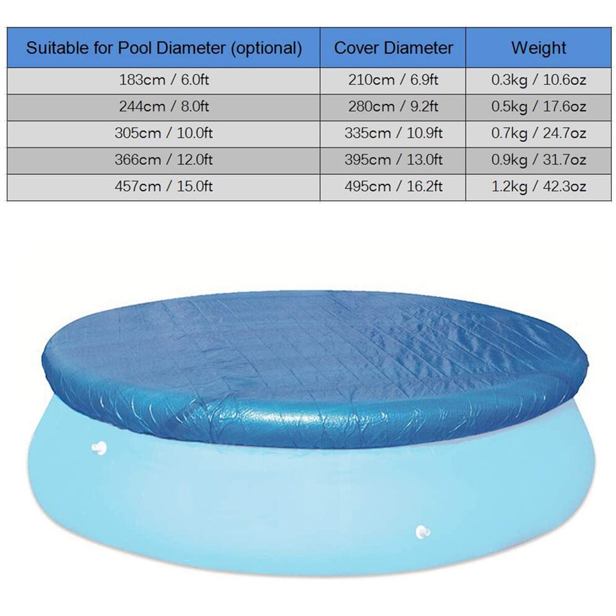 Round Pool Solar Cover 10 ft Easy Set and Frame Pools Dustproof Swimming Pools Solar Heat-retaining Cover