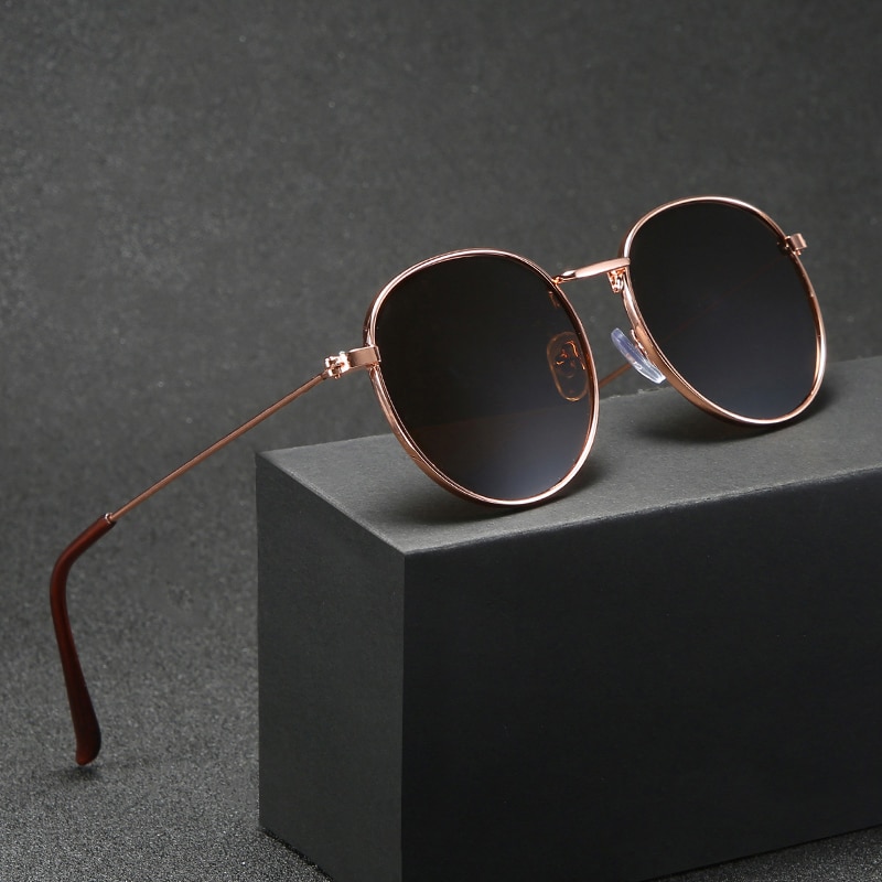Higodoy retro ronde zonnebril voor dames, klassieke vintage metalen zonnebril, uv-beschermende zonnebril voor heren, merk