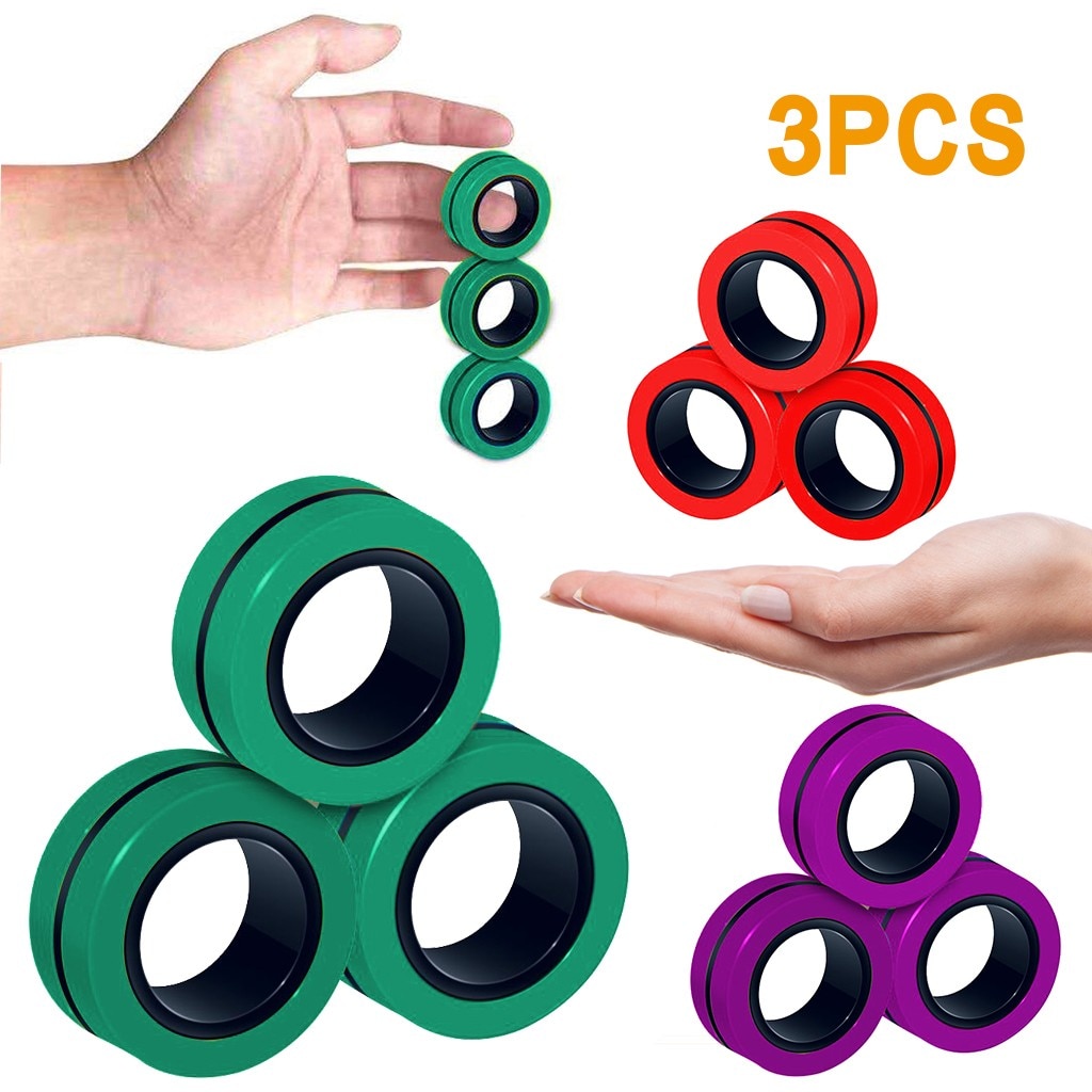 3Pcs Magnetische Ring Vinger Spinner Ring Toys Magnetische Armband Ring Unzip Speelgoed Magic Ring Props Gereedschap Decompressie Speelgoed