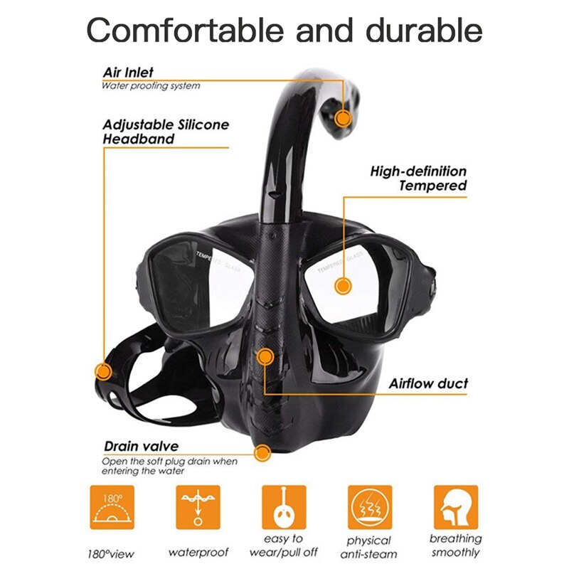 Máscaras de buceo, tubo de buceo, gafas de natación, equipo de aspiración subacuática, máscara de cara completa, resistente al agua