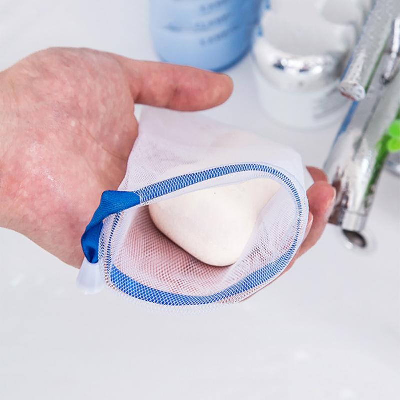 YUTOU Zeepzakjes van hoogwaardig zacht nylon, 12 stuks, met gekleurd koord voor het opschuimen en drogen van zeep, willekeurige kleur