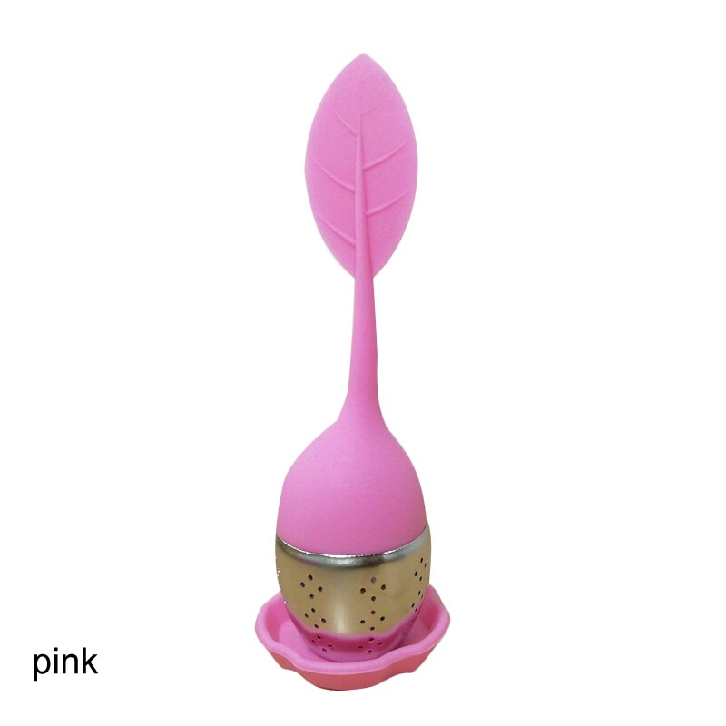 Sachet à thé en forme de feuille 1 pièces | Dispositif de brassage, filtre à épices végétales, Silicone Durable, accessoires pour thé: Rose