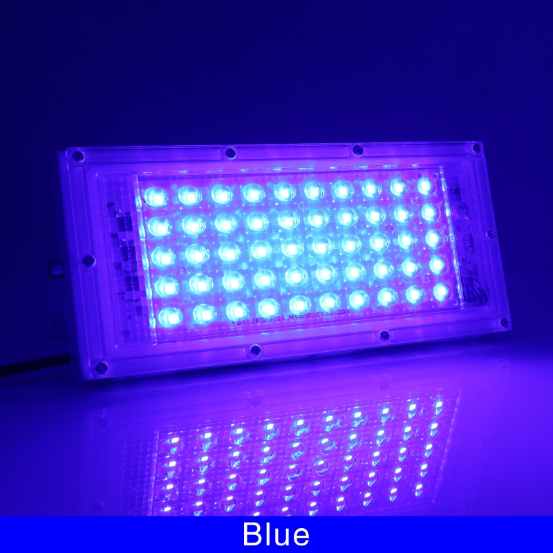 50W LED RGB Flood Light Lamp AC 220V 230V 240V Outdoor Floodlight IP65 Waterproof Reflector Led Spotlight with Remote Control: Blue