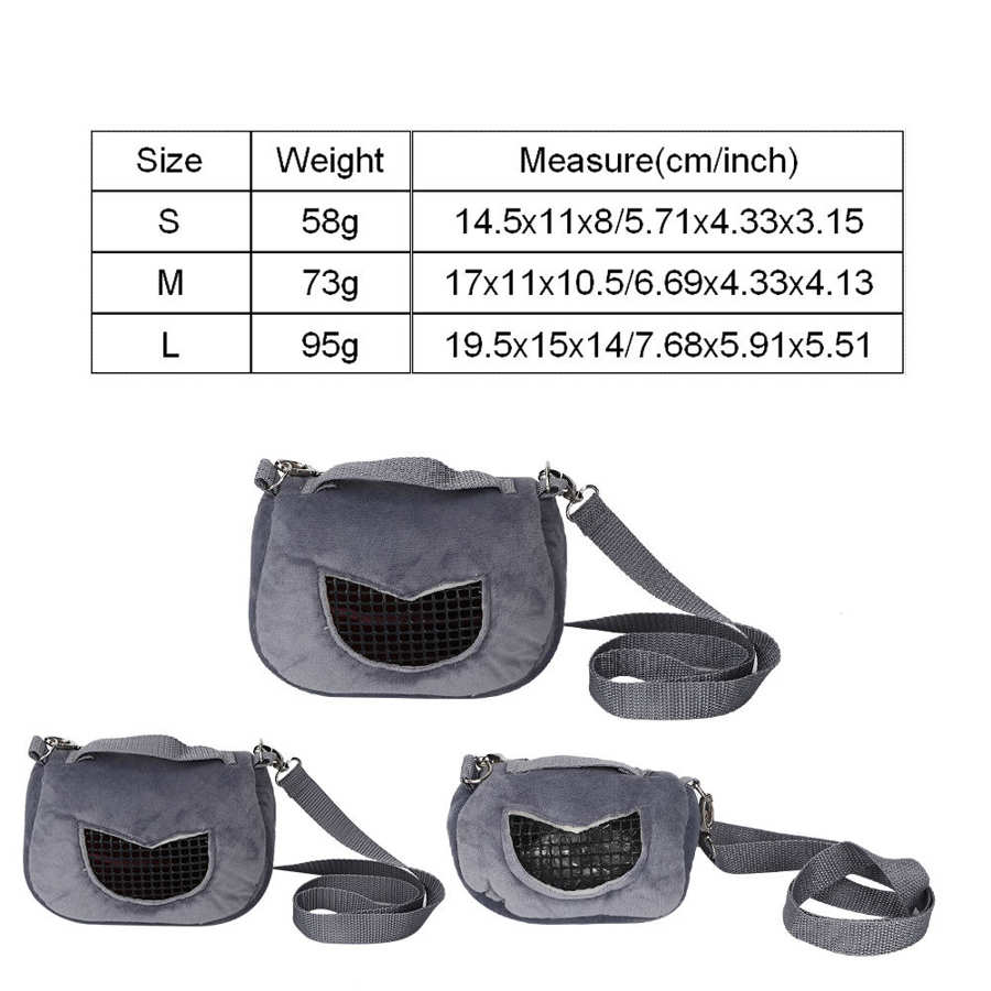 Bolsa de transporte de jaula de viaje para mascotas, bolso de franela para hámster, rata, plegable, portátil, bolso de viaje para dormir cálido para animales pequeños