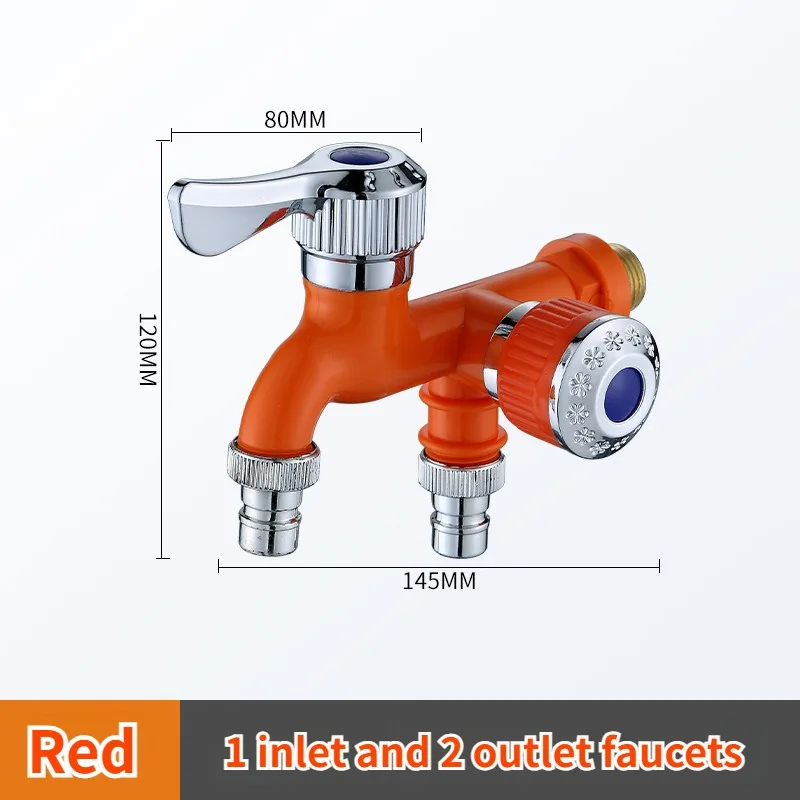 Kraan Dubbele Uitlaat Dubbele Bediening Waterkraan Huis Badkamer Slang Irrigatie Fitting Plastic Connector 1/2 "Universele Interface: WHITE