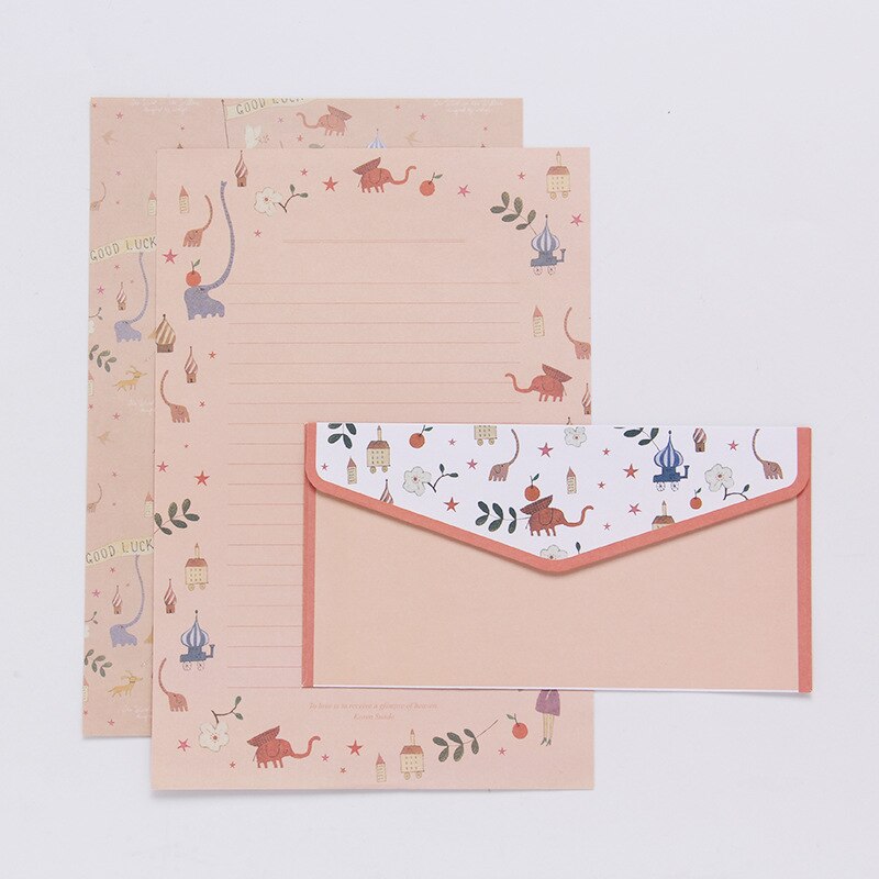 EZONE A5 6Stck Schreiben Papier + 3Stck Umschlag setzt SchöNe Blume aufbringen Linie Seite Literarischen Stil Schreibwaren Papier knapp Papier: 7