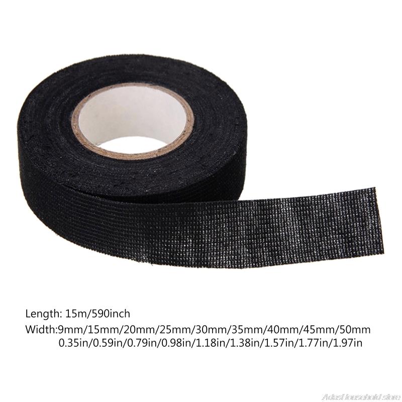 Automotive Wiring Harness Cloth Tape Black Flame Resistant Tape Strong Adhesive Cloth Tape Noise Damping Tape Length 15m de7 21