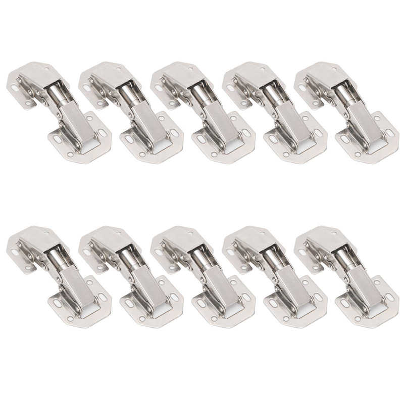Dobradiças de armário sem perfuração, dobradiças de porta em formato de ponte com buraco sem perfuração para móveis, dobradiça de fácil instalação com 10 peças