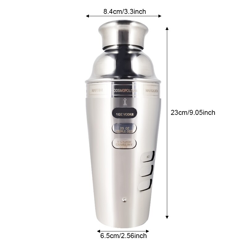700Ml Cocktail Shaker Measuring Stainless Steel Bar Drink Mixer Bartender Strainer Drink Mixer Set