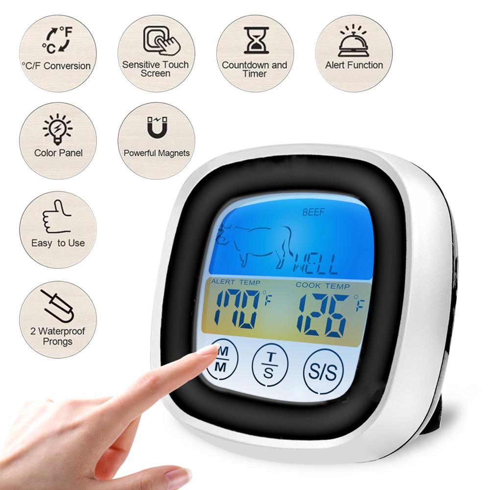 Bbq Thermometer Voor Oven Vlees Grill Met Probes Koken Led Timer Voedsel Vlees Koken Keuken Thermometer