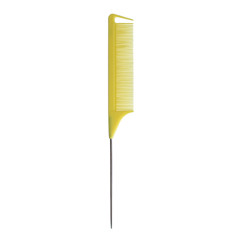 Pointed Tail Hair Styling Comb Antistatic Hair Dye Brush Barber Steel Needle Pin Rat Tip Combs Barber Accessories: Yellow