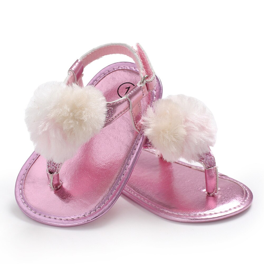 Toddler Infant Baby Girls Summer Casual Shoes Crib Flip Scandal Soft Sole Prewalker Kids Hairball Scandals 0-18 Months