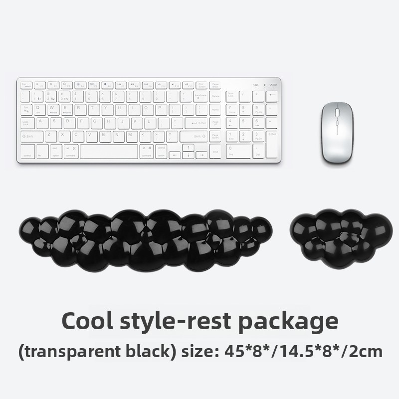 Mouse pad with wrist support keyboard support non-slip silicone transparent gradient cloud shape desktop office game mouse wrist: ocean blue