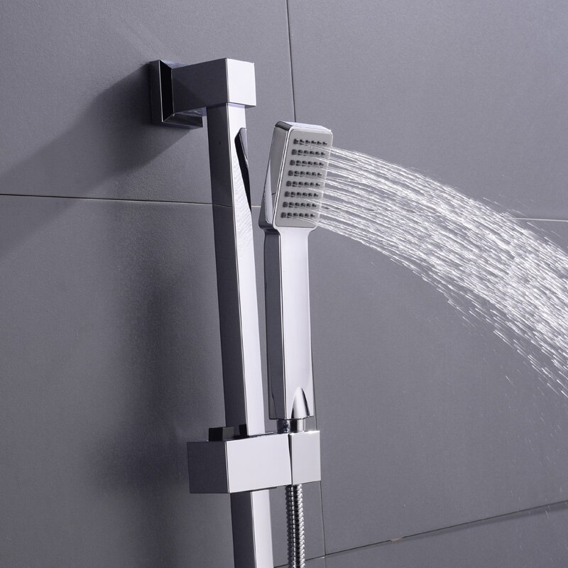 Square Adjustable Lifting Shower Slide Bar with Shower Holder ABS Sliding Bar Shower Set