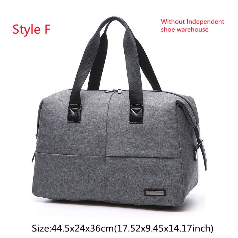 High Capacity Travel Tote Multifunction Cosmetic Clothes Storage Duffle Shoulder Bags Sports Fitness Handbag Accessories Supplie: F Gray