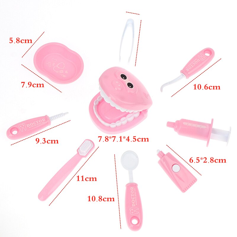 9Pcs Kids Kinderen Pretend Play Speelgoed Tandarts Controleren Tanden Model Set Rollenspel Learing Speelgoed