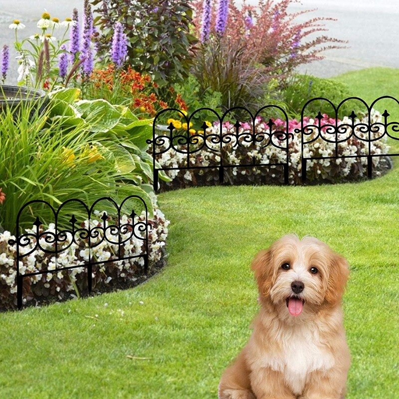 Decoratieve Tuin Hek, 60X33cm Decoratieve Tuin Hekwerk Panelen Dier Barrière, Hek Decoratieve Rand, Zwart 5Pcs