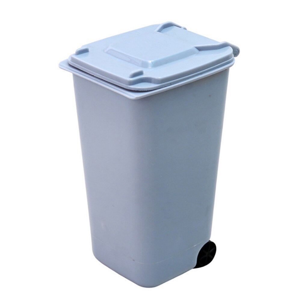 Mini Plastic Trash waste bins Can Storage Bin Desktop Organizer Pen Pencil Holder living room cubo basura reciclaje#A: BLUE
