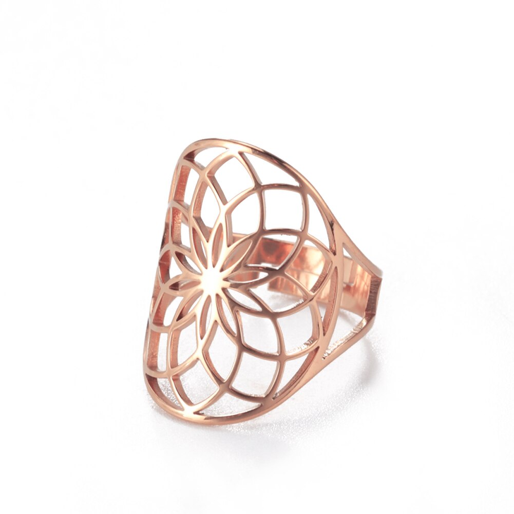 LIKGREAT Anelli regolabili con fiore della vita Vintage per le donne nuovo anello in acciaio inossidabile vichingo regalo di gioielli con amuleto con geometria sacra: Luce Viola