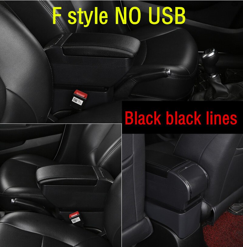 For MorrisGaragesMG3 mg3 armrest box central Store content Storage box with cup holder ashtray USB interface products 2007: F Style All Black