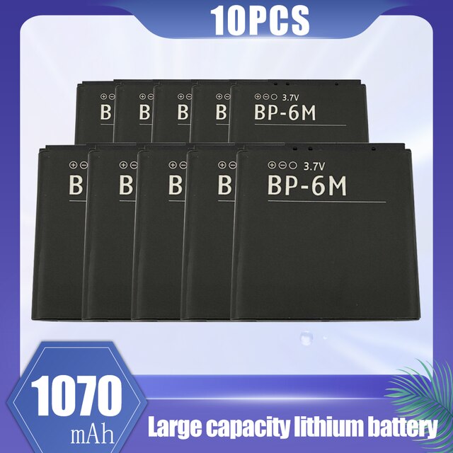 Batería de litio de repuesto para móvil, pila de 1070mAh, BP-6M, BP, 6M, BP6M, para Nokia 6233, 6280, 6288, 9300, N73, N93, 3250, 6290, 1-20 Uds.: 10PCS