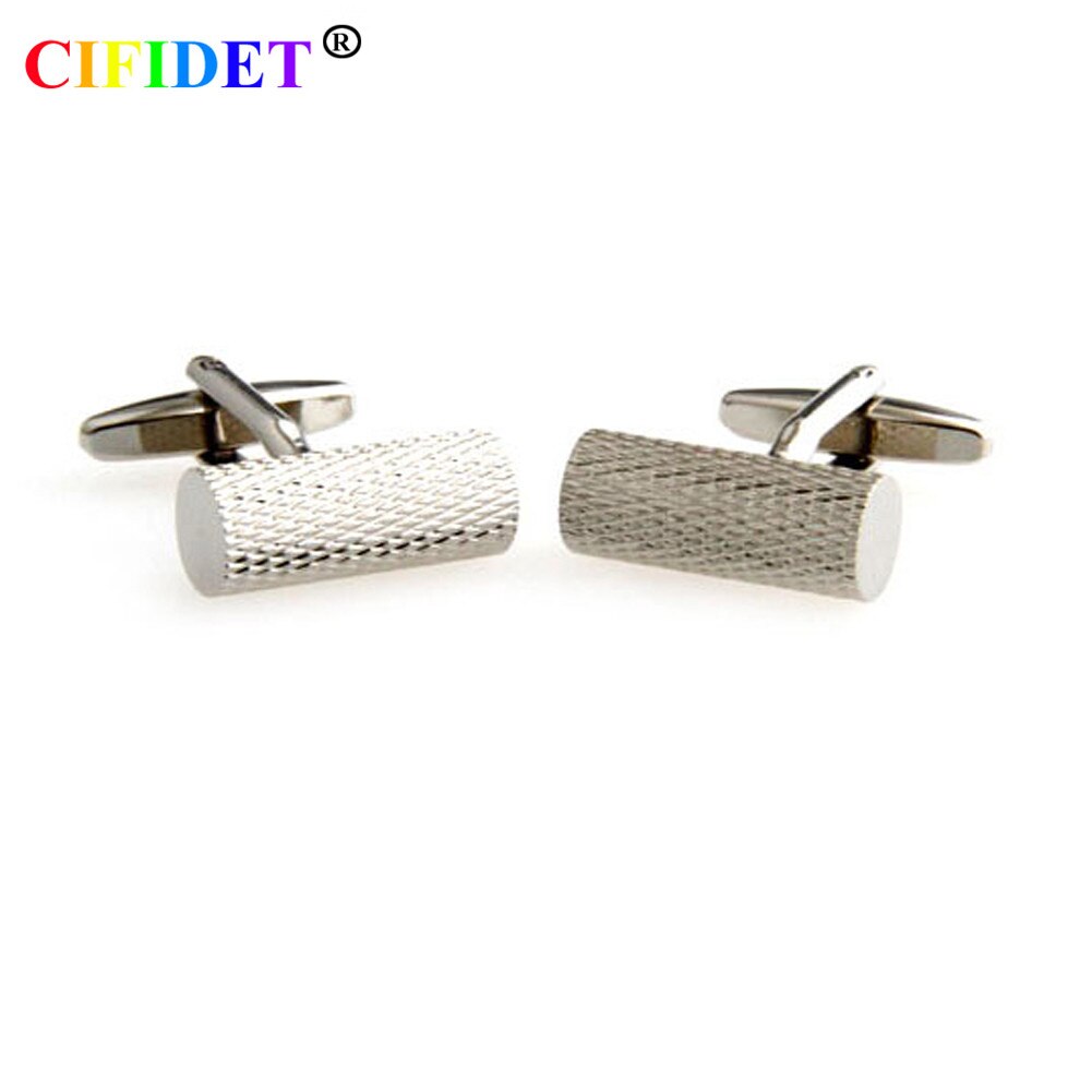 Cifidet Rvs Mens Manchetknoop Cilinder Shirt Manchet Link Met Fluwelen Zak En Geschenkdoos Sieraden Accessoires