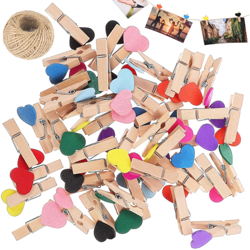 25/30mm Natuurlijke Houten Gekleurde Foto Mini Clips Memo Papier Peg Wasknijper DIY Briefpapier Kerst Bruiloft Home decor