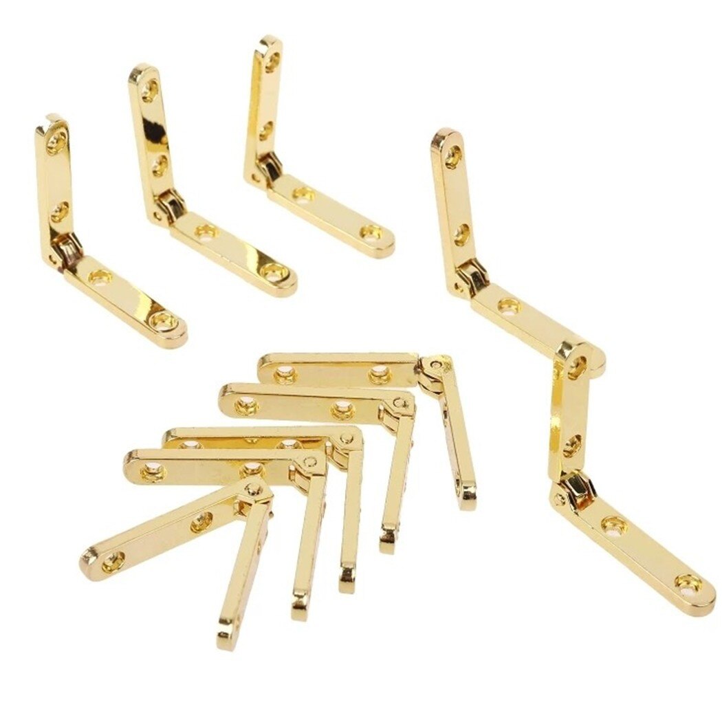 10Pcs Antique Bronze Hinge Support Frame Jewelry Wine Case Wooden Cigar Box Lid 90 Degree Spring Furniture Hardware