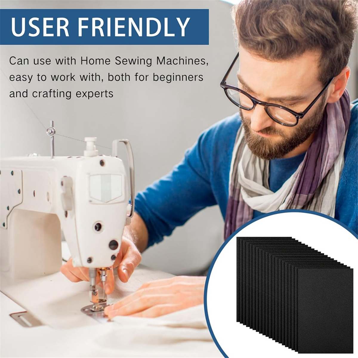 ABAB 20 szt. pianki robić haftu 3 mm 6 x 9 cali arkusze pianki EVA robić haftu 3D i rzemiosła, projektów DIY, szycia ręcznego czarny