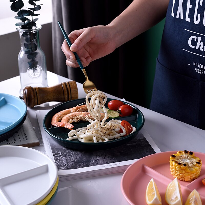 Compartiment de vaisselle en céramique assiette à Dessert fruits aliments pour bébé, plateau de service couleurs pures