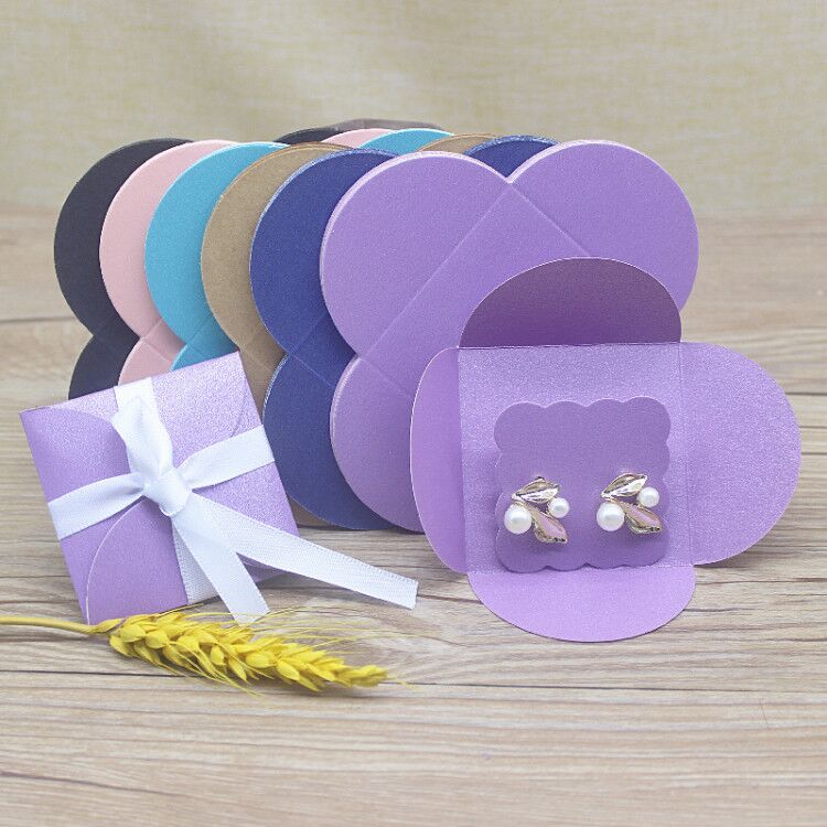 10pc wielokolorowy kwadratowy pudełko z biżuterią 6.5cm z wewnętrzną kartą kolczyka 5*5cm biały/różowy/fioletowy/kraft papierowe do biżeturii pudełko na kolczyki