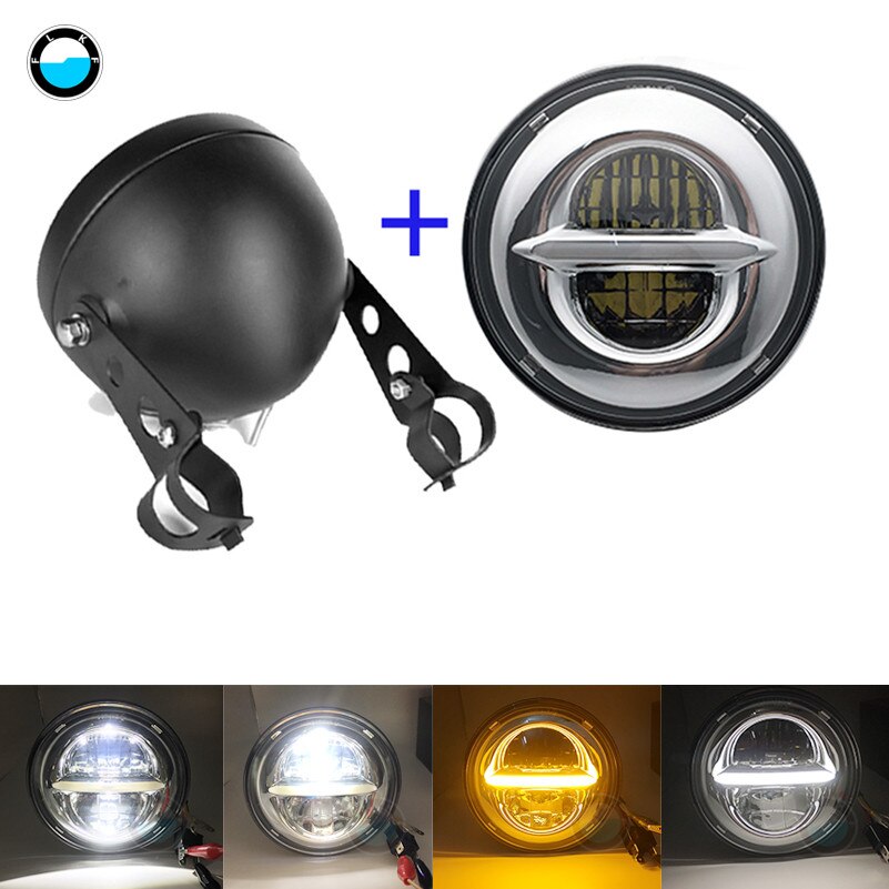 5.75" Round Headlamp 5-3/4 Inch LED Headlight DRL For Softail Dyna And Sportster Models.: Beige