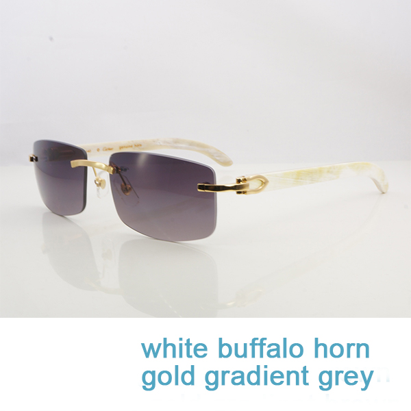 Luxe Vierkante Zonnebril Gevlekte Echt Buffelhoorn Heren Zonnebril Vintage Festival Carter Buffs Zonnebril: white gold grey