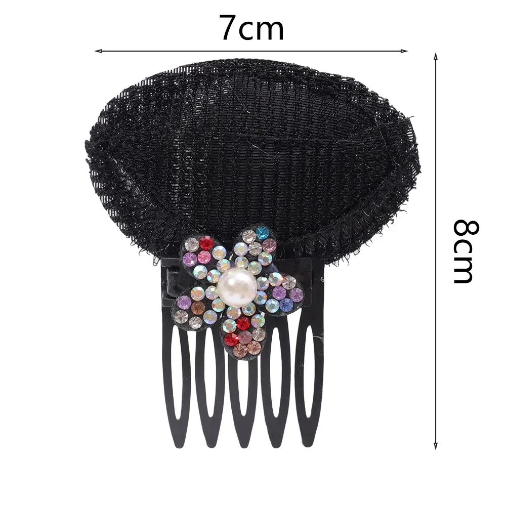 Rhinestone Puff Hair Head Cushion Invisible Fluffy Hair Pad Sponge Clip Bun Bump Volume Hairs Base For Women Hair Accessory: Gold