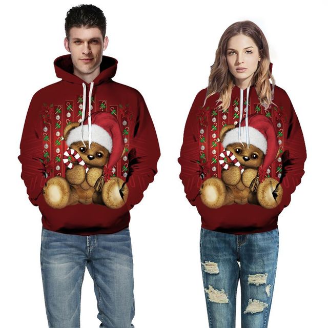 Sweat à capuche de skateboard imprimé 3D Animal de noël pour amoureux sweat à capuche à manches longues hauts pour couple et pulls Hip Hop Streetwear: QL-6127 / XXL   XXXL
