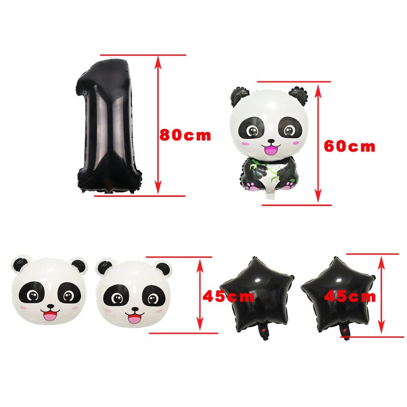 Panda Birthday Balloon Panda Banner Helium Foil Star Number Balloons Birthday Party Decoration Kids Animals Figures Aluminum