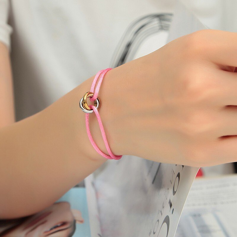 Top Simple Tricolor Steel Circle Tricyclic 13 Colors Rope Bracelet Bracelets for Men Women Jewelry