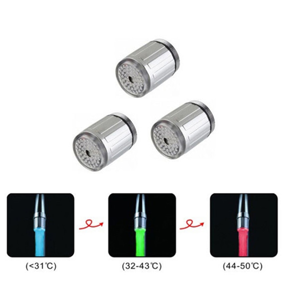 Grifo LED colorido rojo a azul luz indicadora de temperatura para grifos de cocina de baño con boquilla o Grifo de Agua Fría