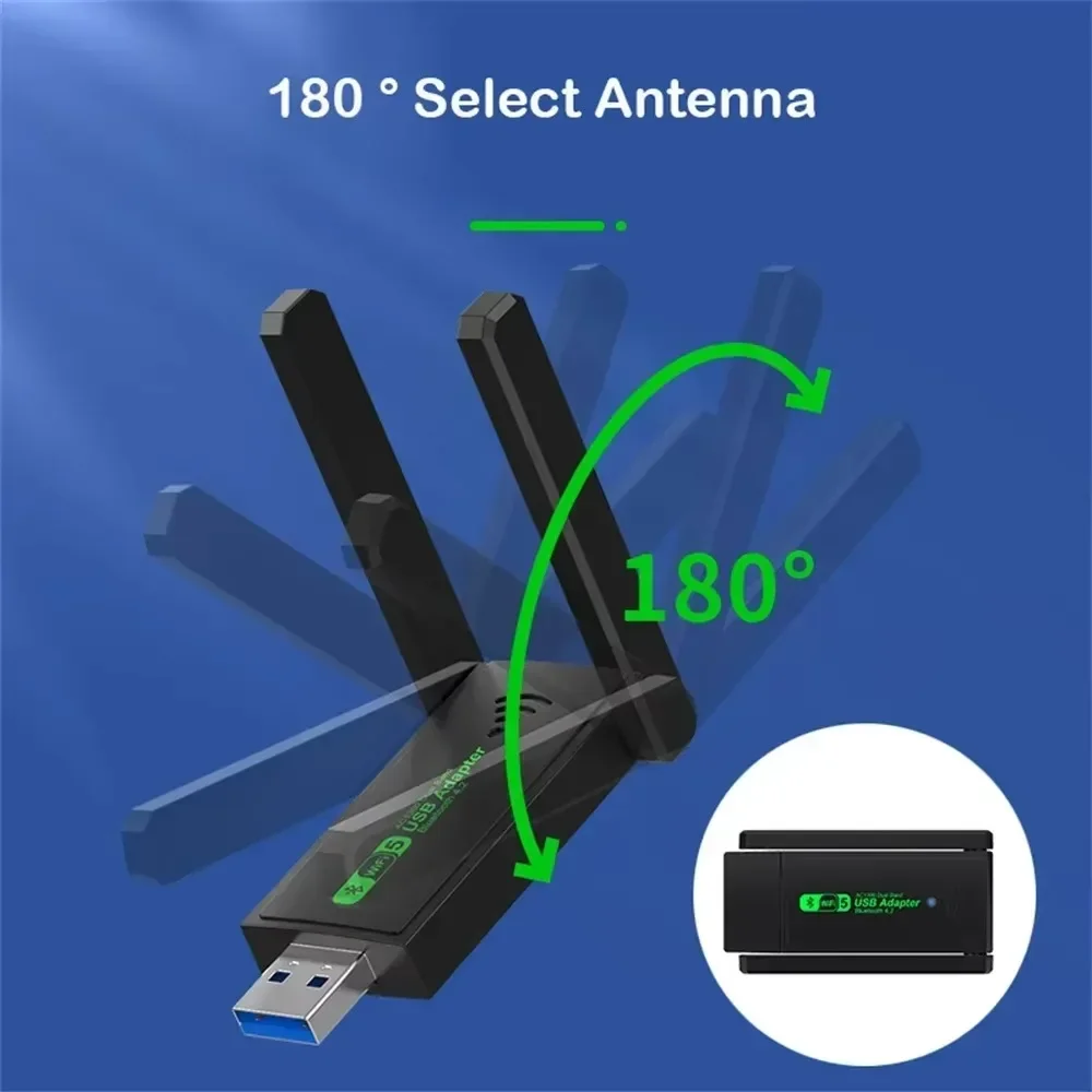 1300Mbps USB 3.0 WiFi Adapter Bluetooth 4.2 Receiver Transmitter Network Card Dual Band 2.4G/5GHz For Desktop Laptop PC