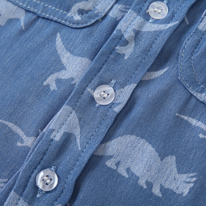 Top a maniche lunghe in denim a maniche lunghe primavera e autunno camicia a maniche lunghe in denim di dinosauro a maniche lunghe per ragazzi 2-6 anni